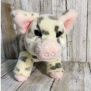 Douglas Cuddle Toys Plush Pig Spotted Black Gray Cream Stuffed Animal Toy‎